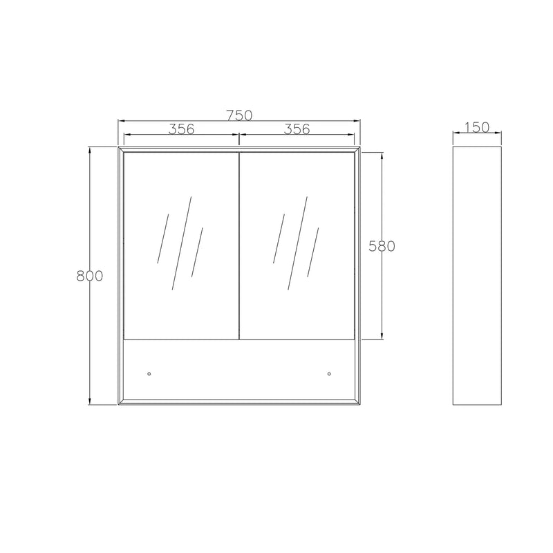 OTTI BYRON NATURAL OAK MIRROR SHAVING CABINET 750MM