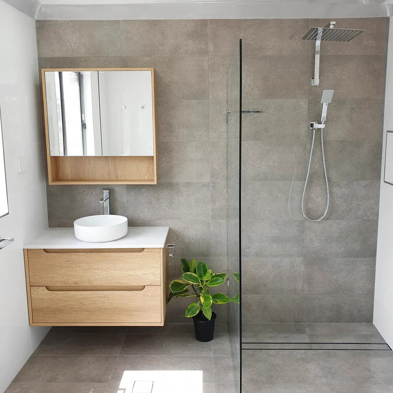 OTTI BYRON NATURAL OAK MIRROR SHAVING CABINET 900MM