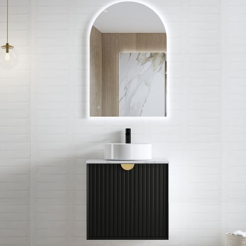 OTTI MARLO MATTE BLACK 600MM SINGLE BOWL WALL HUNG VANITY