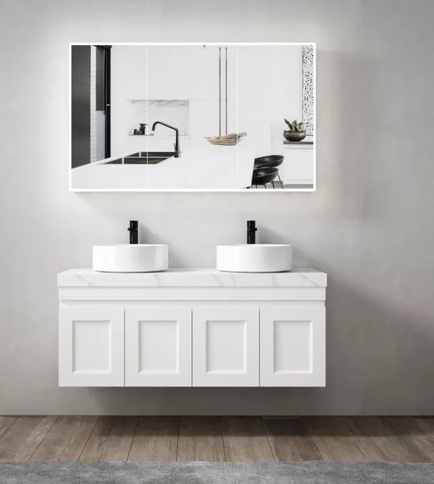OTTI MOONLIGHT LED MATTE WHITE WALL HUNG SHAVING CABINET 1200MM