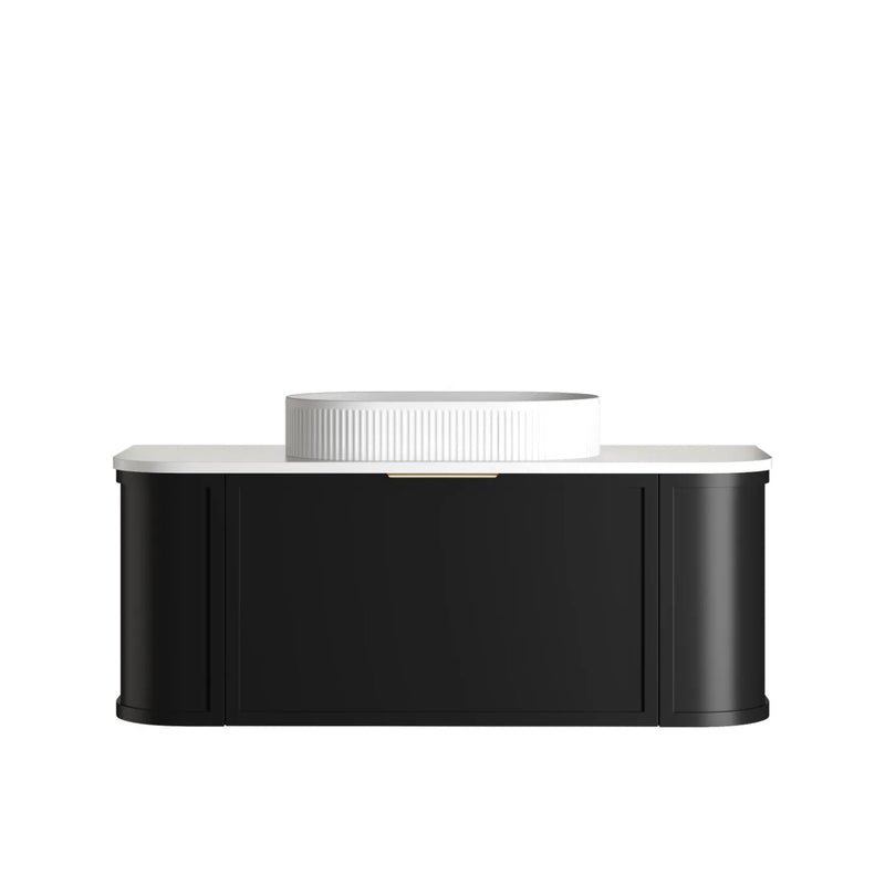 OTTI HAMPSHIRE SATIN BLACK 1200MM CURVE SINGLE BOWL WALL HUNG VANITY
