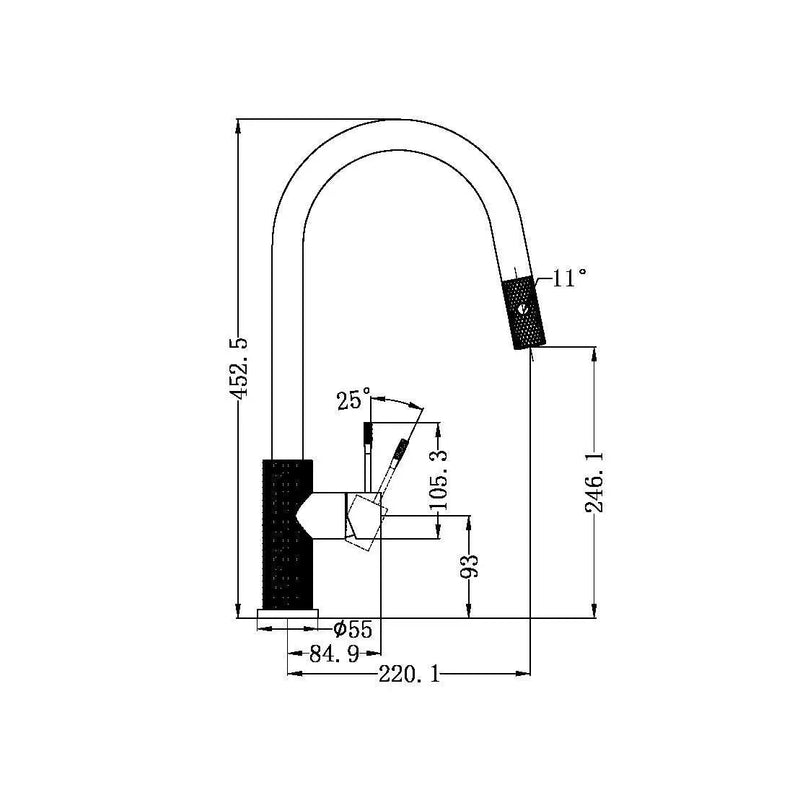 NERO Opal Pull-Out Sink Mixer with Vegie spray function