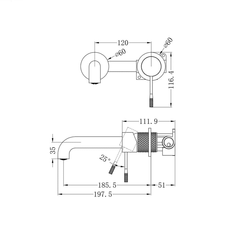 NERO Opal Wall Basin/Bath Mixer Seperated Back Plate
