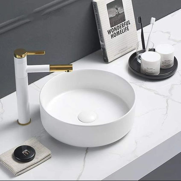 POSEIDON FINE CERAMIC BASIN MATTE WHITE 346MM