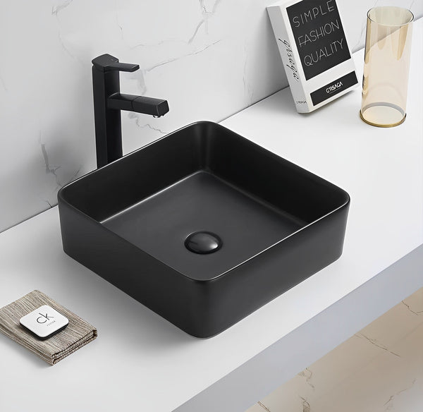 POSEIDON FINE CERAMIC BASIN MATTE BLACK 360MM