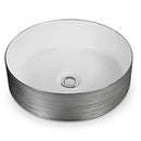 POSEIDON FINE CERAMIC BASIN GLOSS WHITE AND SILKY SILVER 355MM
