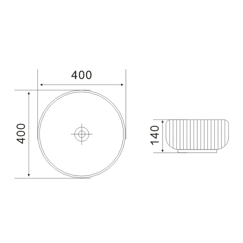 CETO CASCADE FLUTED ROUND ABOVE COUNTER BASIN MATTE WHITE 400MM