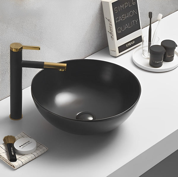 POSEIDON FINE CERAMIC BASIN MATTE BLACK 400MM