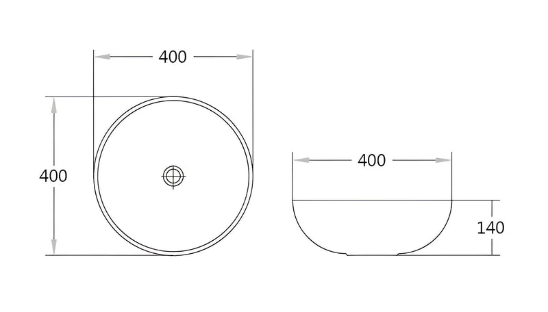 POSEIDON FINE CERAMIC BASIN MATTE GREY 405MM