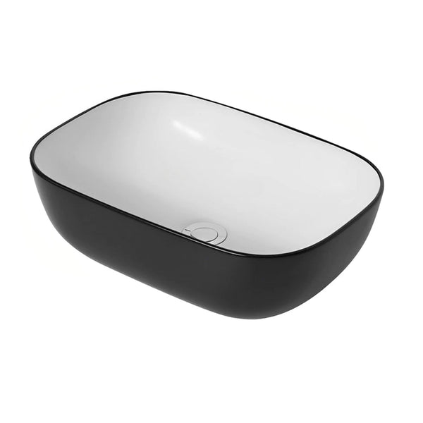 POSEIDON FINE CERAMIC BASIN GLOSS BLACK AND WHITE 460MM
