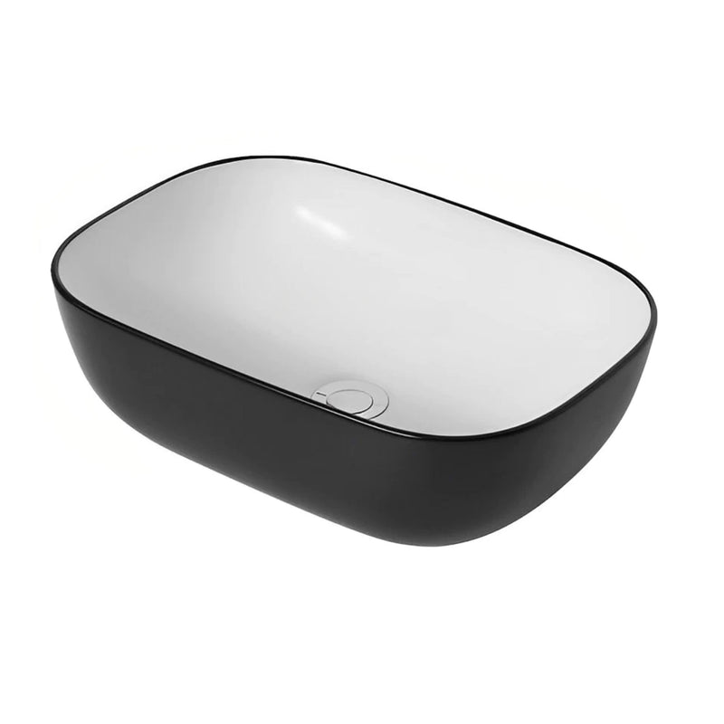 POSEIDON FINE CERAMIC BASIN GLOSS BLACK AND WHITE 460MM