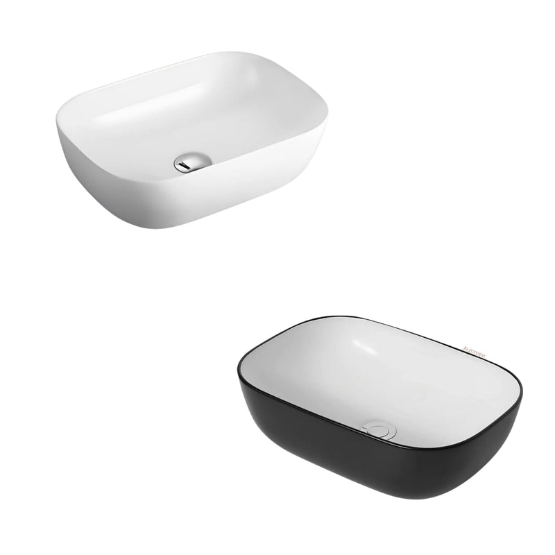 POSEIDON FINE CERAMIC BASIN GLOSS BLACK AND WHITE 460MM
