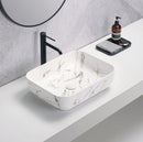POSEIDON ABOVE COUNTER BASIN MATTE WHITE CARRARA WITH GOLD VEIN 500MM