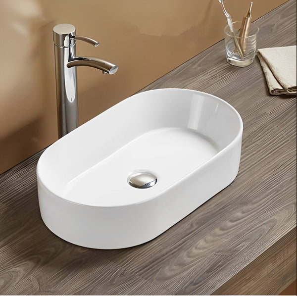 POSEIDON FINE CERAMIC BASIN ULTRA SLIM GLOSS WHITE 525MM