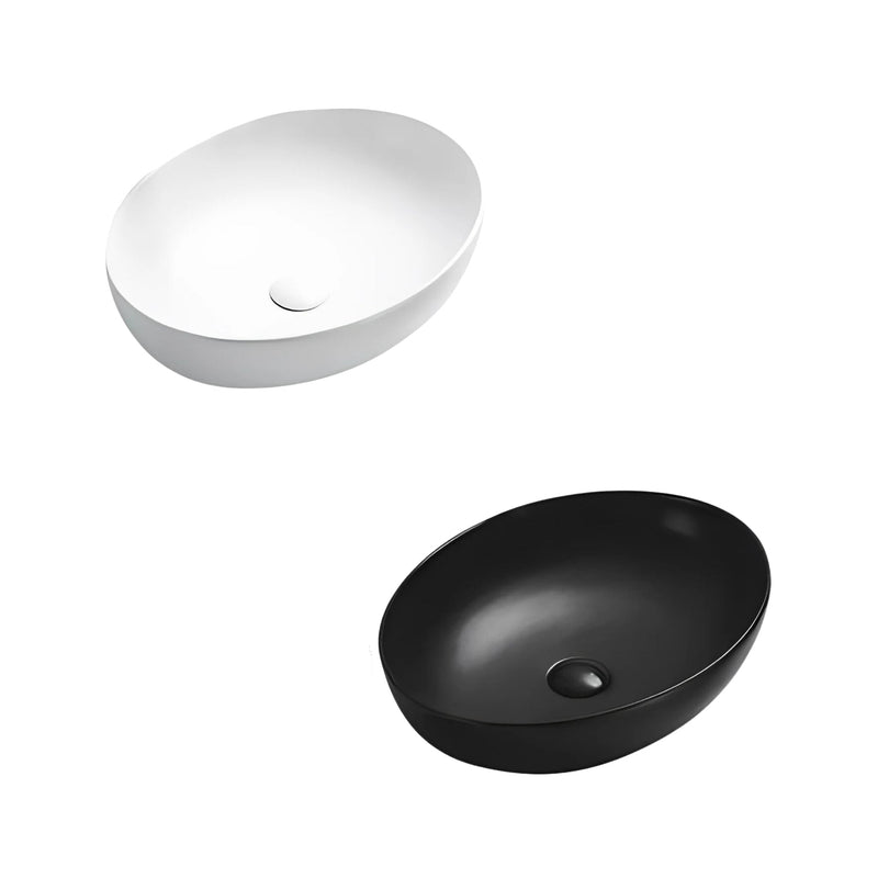 POSEIDON ABOVE COUNTER CERAMIC ART BASIN MATTE WHITE 520MM