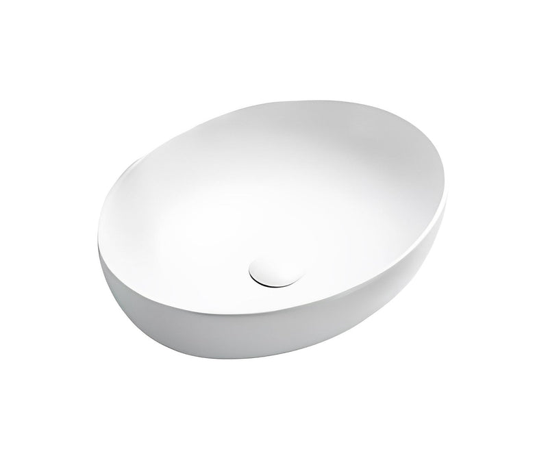 POSEIDON ABOVE COUNTER CERAMIC ART BASIN MATTE WHITE 520MM