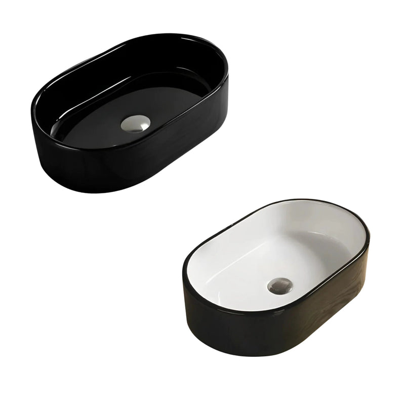 POSEIDON ABOVE COUNTER ART BASIN GLOSS BLACK 550MM