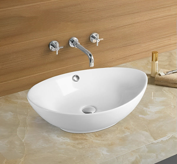 POSEIDON ABOVE COUNTER BASIN GLOSS WHITE 570MM