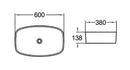 POSEIDON FINE CERAMIC BASIN ULTRA SLIM GLOSS WHITE 600MM