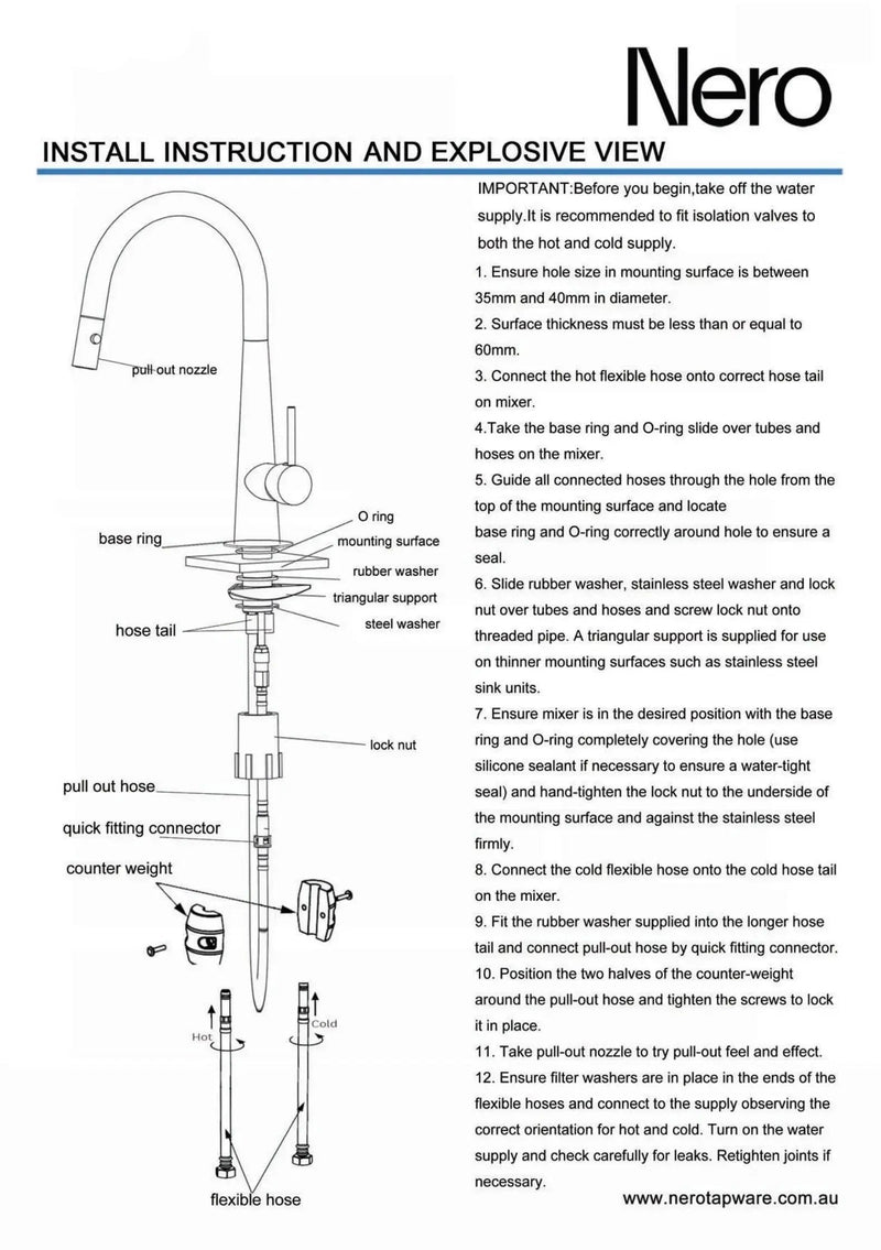 NERO PEARL Pull-Out Sink Mixer with Vegie spray function