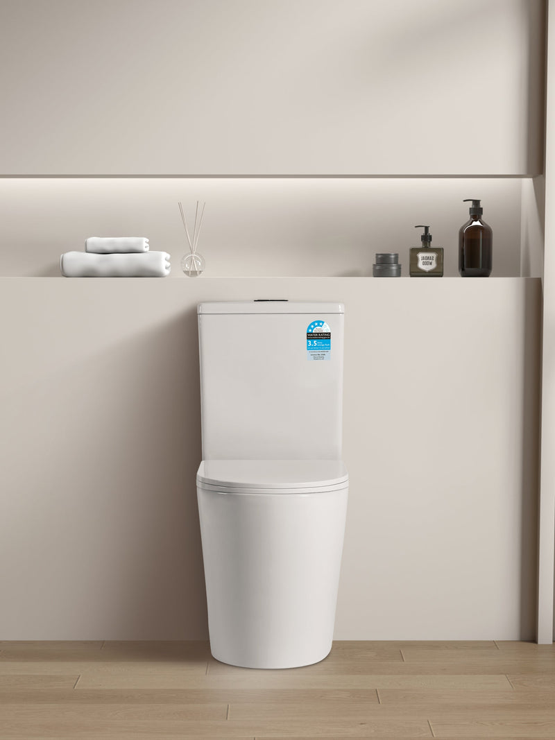 POSEIDON AVIS RIMLESS BACK TO WALL TOILET SUITE GLOSS WHITE