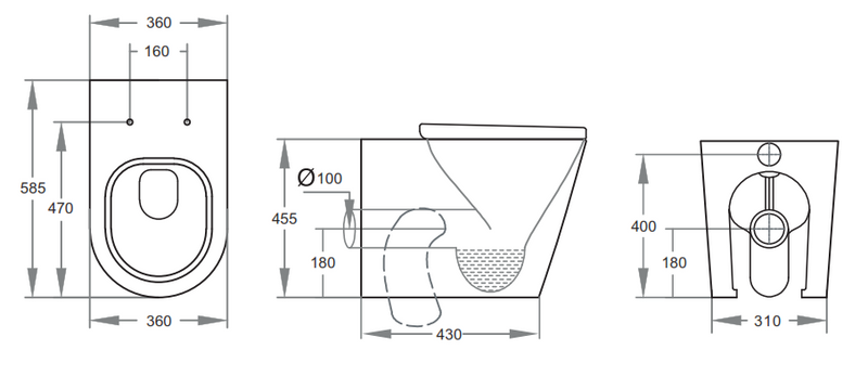 POSEIDON ELVERA RIMLESS EXTRA HEIGHT WALL FACED FLOOR PAN GLOSS WHITE