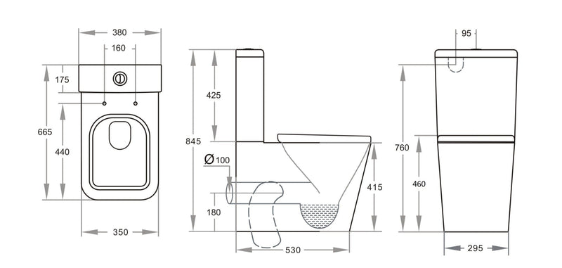 POSEIDON QUBIST BTW TOILET SUITE GLOSS WHITE