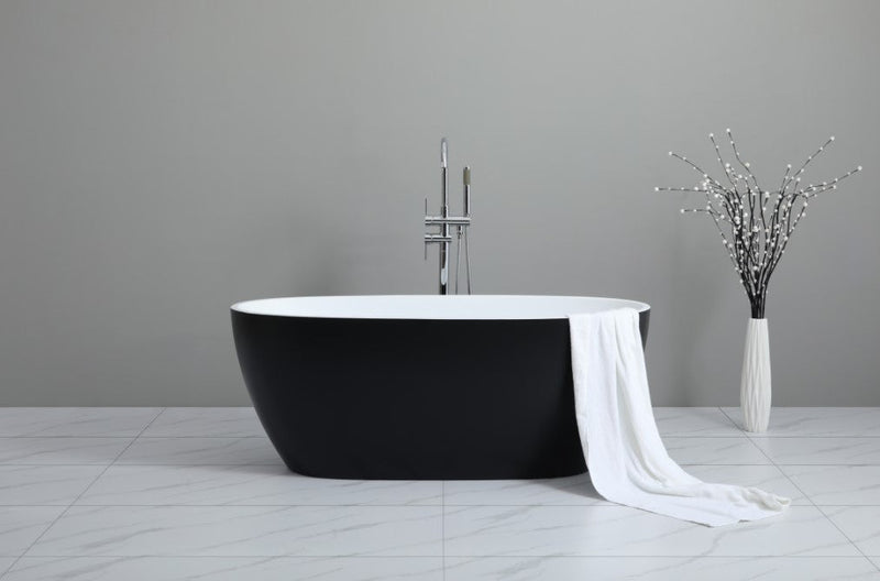 POSEIDON STELLA FREE STANDING BATHTUB MATTE BLACK AND MATTE WHITE 1700MM