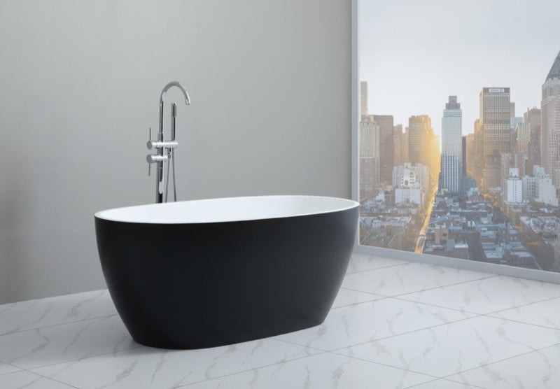 POSEIDON STELLA FREE STANDING BATHTUB MATTE BLACK AND MATTE WHITE 1700MM