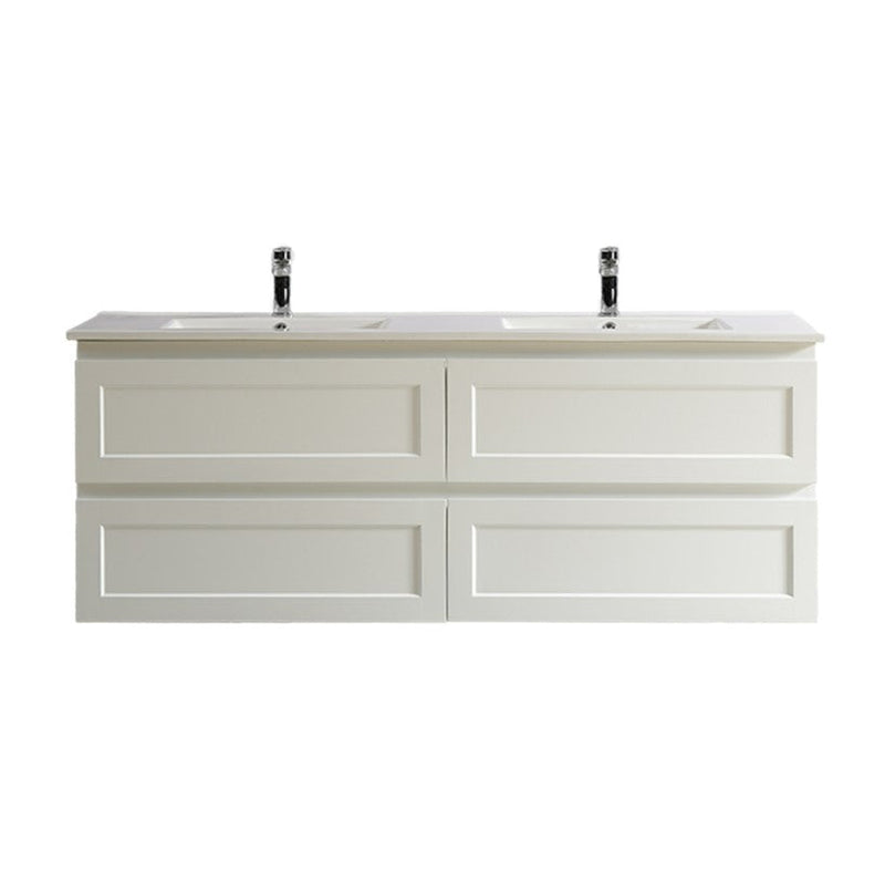 CETO FREMANTLE MATTE WHITE 1500MM DOUBLE BOWL WALL HUNG VANITY