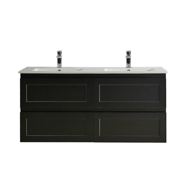 CETO FREMANTLE MATTE BLACK 1200MM DOUBLE BOWL WALL HUNG VANITY