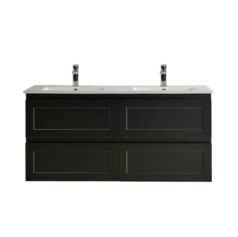 CETO FREMANTLE MATTE BLACK 1200MM DOUBLE BOWL WALL HUNG VANITY
