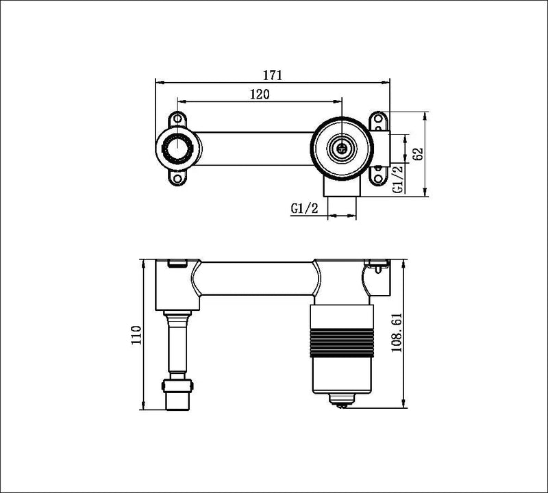 Premium 35mm Universal Wall Basin / Bath Mixer - Inwall Body NRUB001P BIANCA MECCA