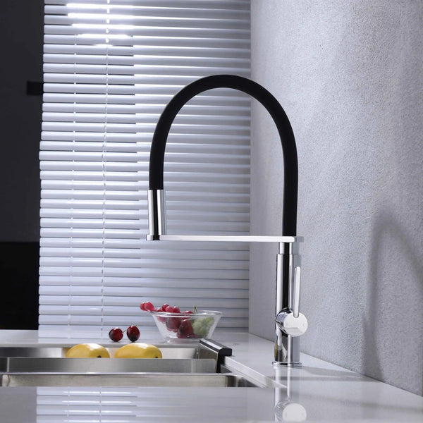 Nero RIT Pull-Out Kitchen Sink Mixer - Matte Black and Chrome