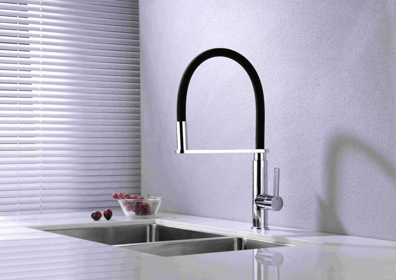 Nero RIT Pull-Out Kitchen Sink Mixer - Matte Black and Chrome
