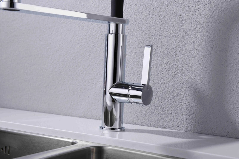 Nero RIT Pull-Out Kitchen Sink Mixer - Matte Black and Chrome