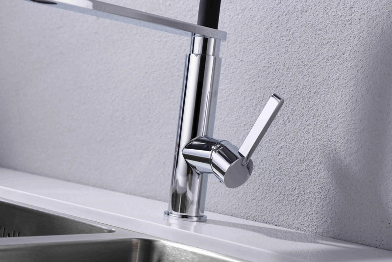 Nero RIT Pull-Out Kitchen Sink Mixer - Matte Black and Chrome