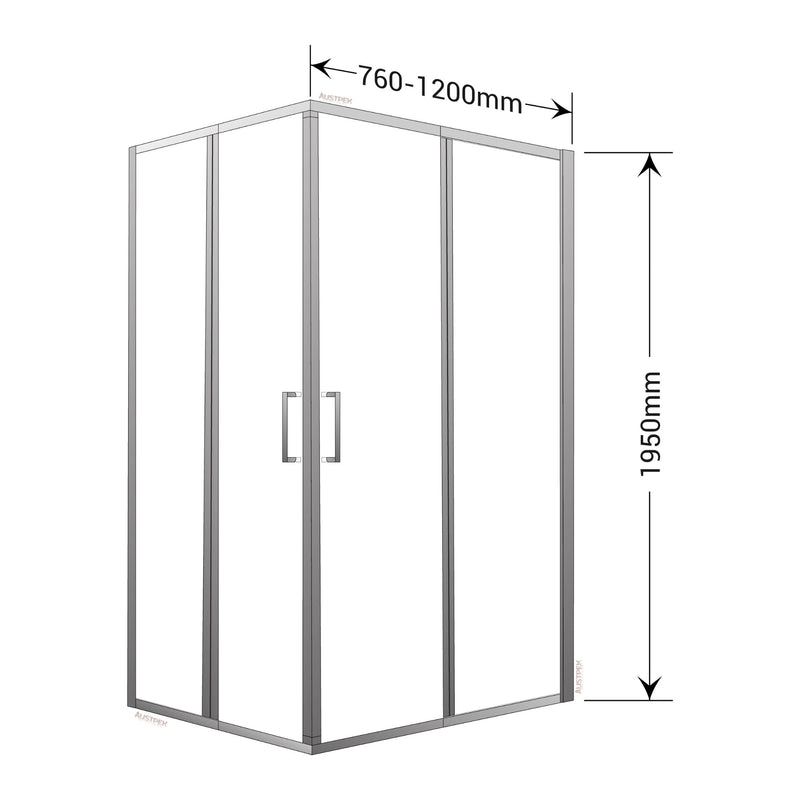 BELLA VISTA CALVI SEMI FRAMED DOUBLE DOOR SLIDING SHOWER SCREEN BLACK
