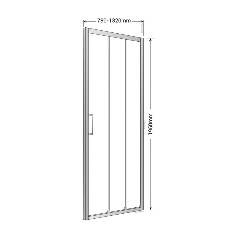 BELLA VISTA LAYLA SEMI FRAMED TRIPLE DOOR 2 SLIDING AND 1 FIXED FRONT ONLY PANEL CHROME