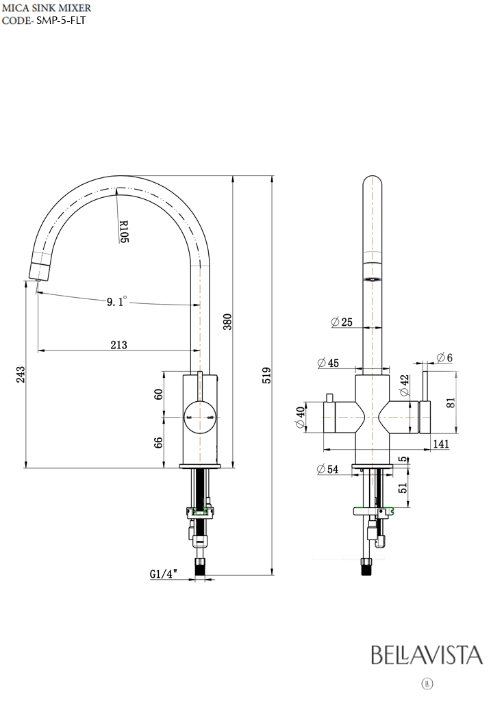 Bella Vista Mica 3-Way Filter Sink Mixer