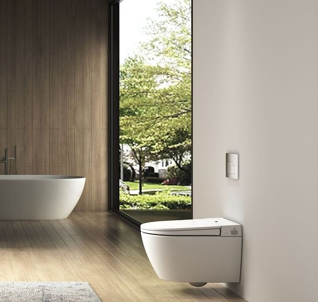 LAFEME SESTO SMART TOILET WALL HUNG PACKAGE W/ AUTOFLUSH GLOSS WHITE
