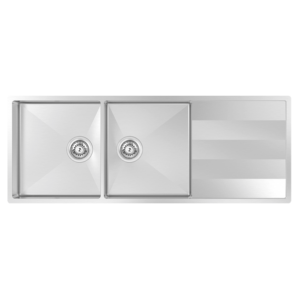 ABEY LUGANO DOUBLE BOWL KITCHEN SINK WITH DRAINER STAINLESS STEEL 1160MM