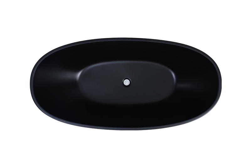 POSEIDON FREE STANDING MATTE BLACK BATHTUB 1500MM