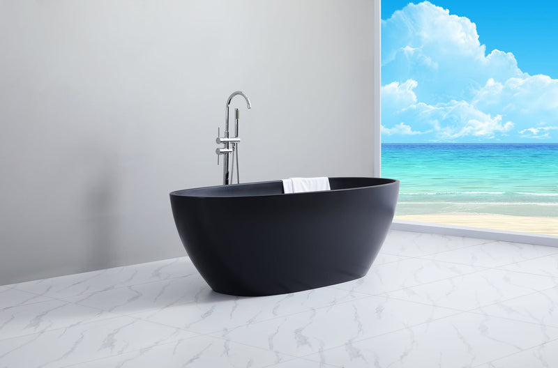 POSEIDON FREE STANDING MATTE BLACK BATHTUB 1500MM
