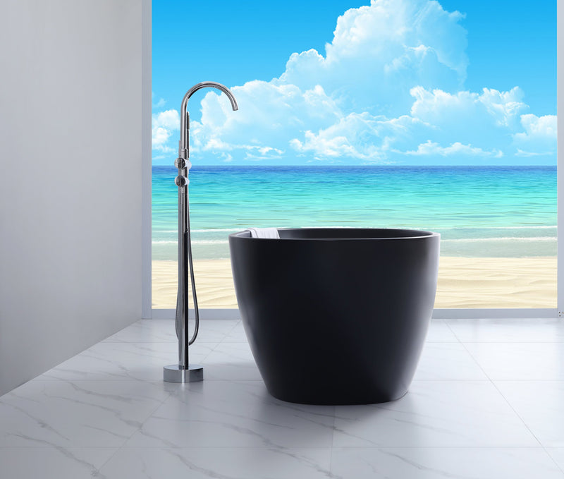 POSEIDON FREE STANDING MATTE BLACK BATHTUB 1500MM