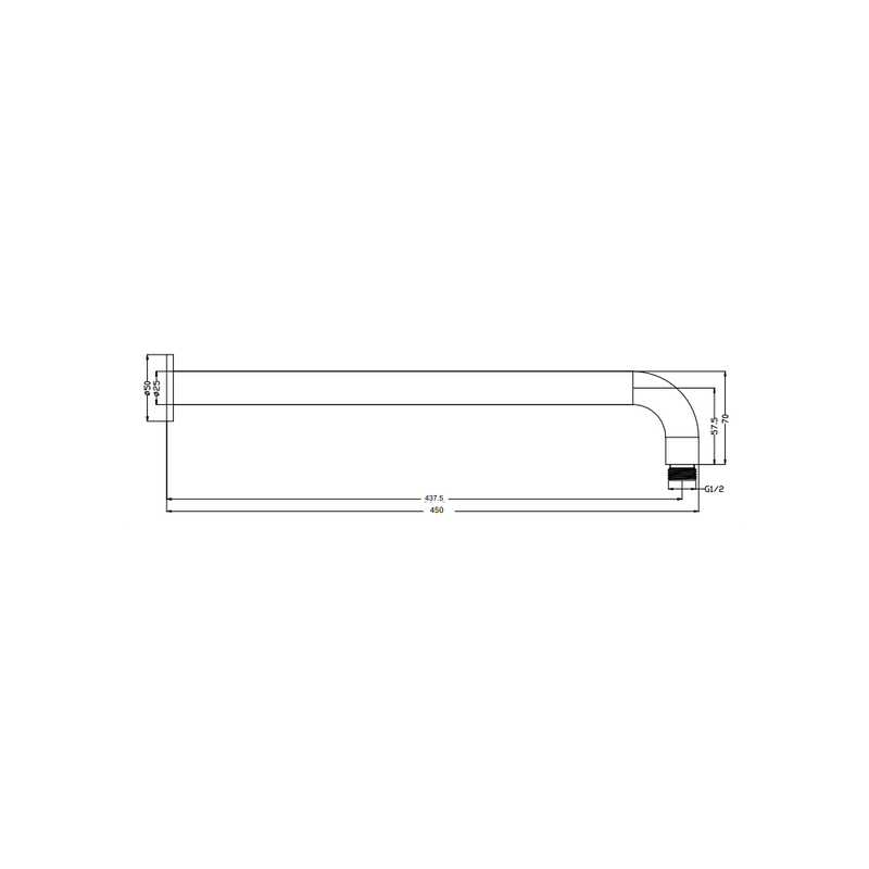 Bella Vista Mica Wall Shower Arm – 450mm – Curved