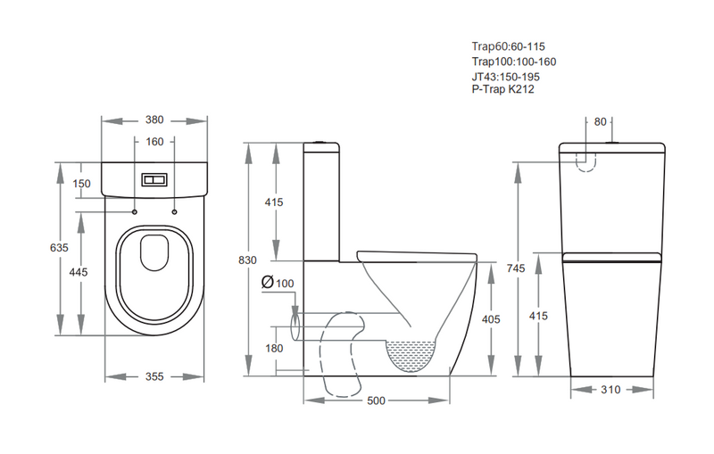 POSEIDON ROLA SHORT PROJECTION TOILET SUITE GLOSS WHITE