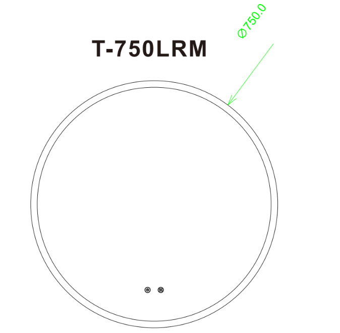 750mm Round 3 Color Lighting Acrylic LED Mirror Touch Sensor Switch Defogger Pad Wall Mounted - Lighting on the rim