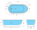 POSEIDON VEDA FREE STANDING BATHTUB GLOSS WHITE 1690MM