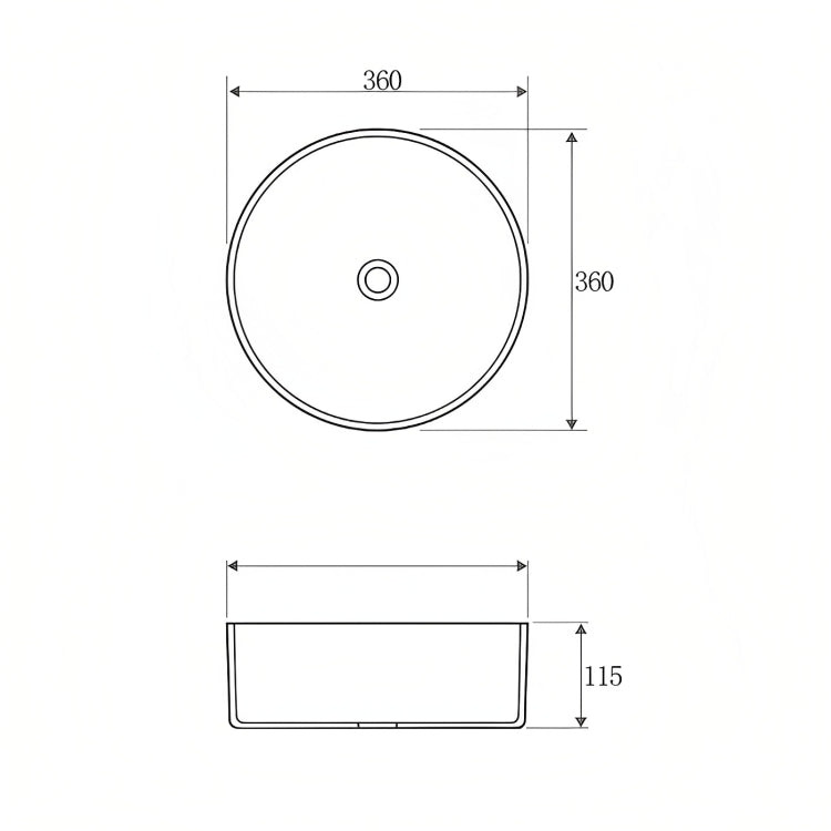OTTI RADIUS ROUND BASIN GUN METAL 360MM